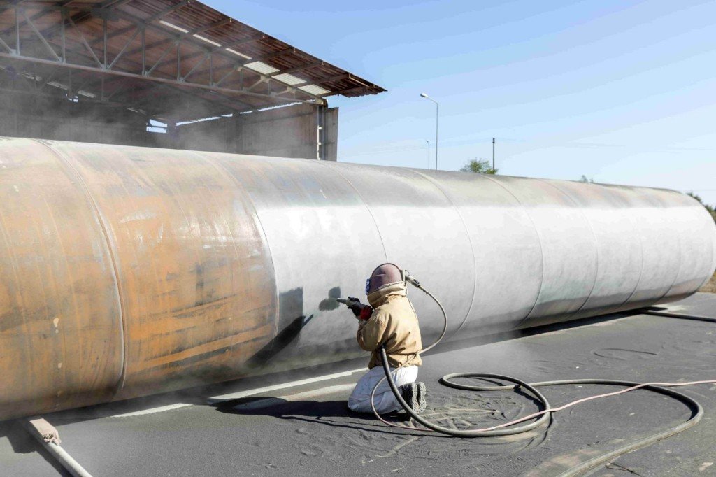 Surface preparation revealing clean steel